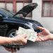 giving and taking money for car service concept
